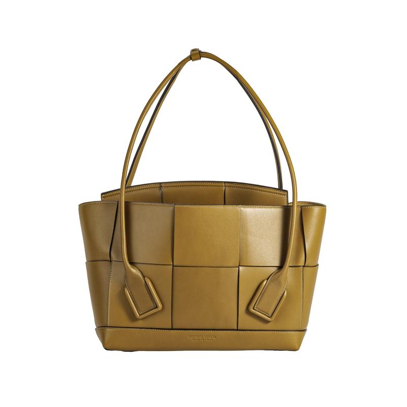 Bottega Veneta Bv Arco Intreccio Woven Rectangular Leather Shoulder Bag Medium Women handbags Caramel 598244VMAP19830