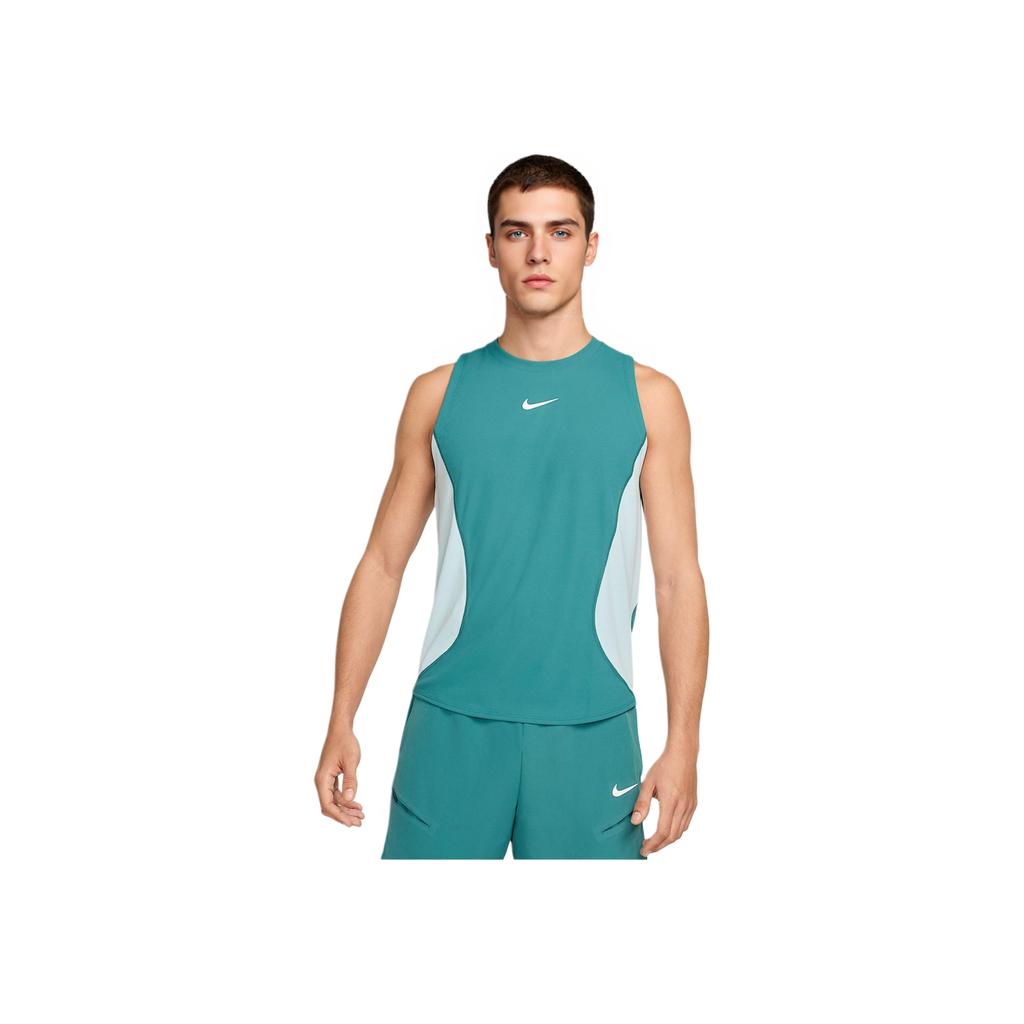 Nike Court Slam Dri-Fit Логотип Круглый вырез Удобный Повседневный Без рукавов Жилет Мужские Топы Минерально-синий Белый HQ6406-379