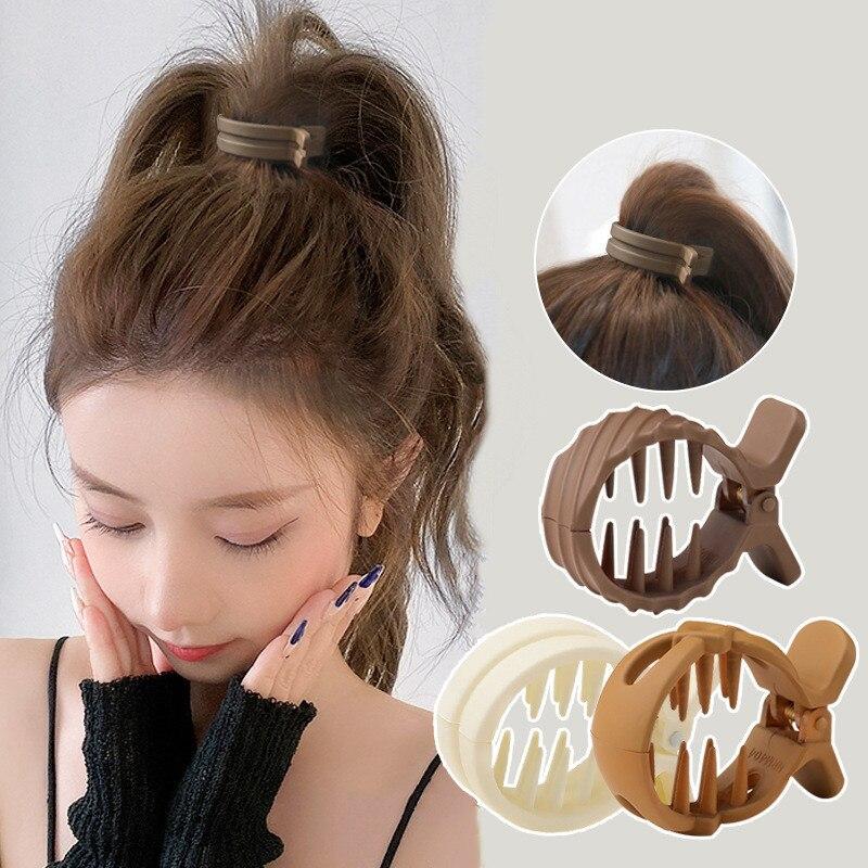Круглая заколка для волос Grab High Ponytail Fixed Artifact Claw Hairpin Women Back Head Frosted Hairpin Anti-Low Style Claw Hairstyle Clip