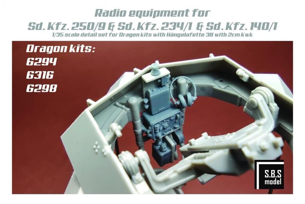 Модель SBS Радио Пластиковые детали модели SBM3D041 1/35 Sd.Kfz.250/9 234/1 140/1 (для Дракона) (Боевая машина)