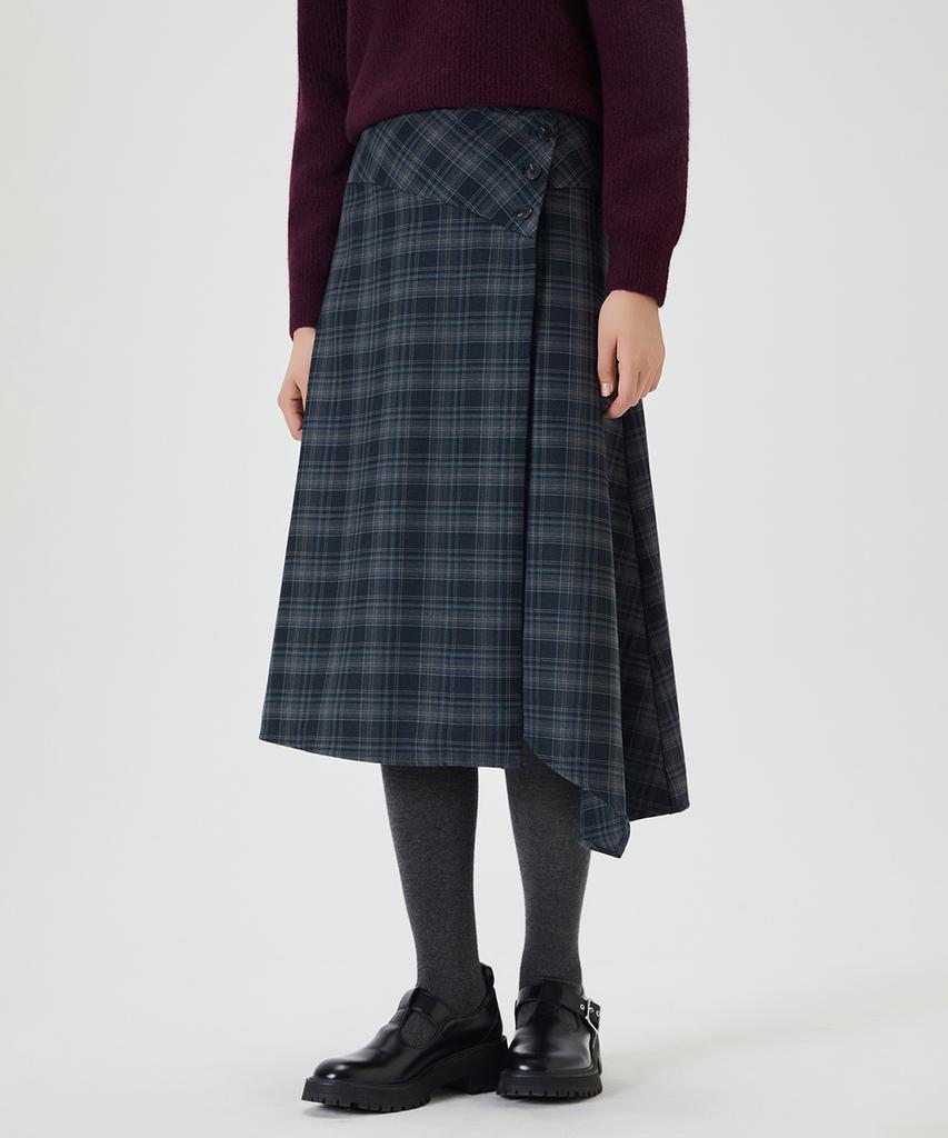 MIXXO Клетчатая асимметричная юбка_Miwwhg326B