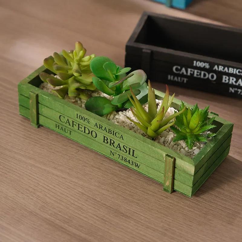 Ретро-садовый горшок для растений, винтажный деревянный ящик для хранения всякой всячины, канцелярские принадлежности, ручка, суккуленты, цветочные горшки, балкон, украшение для дома