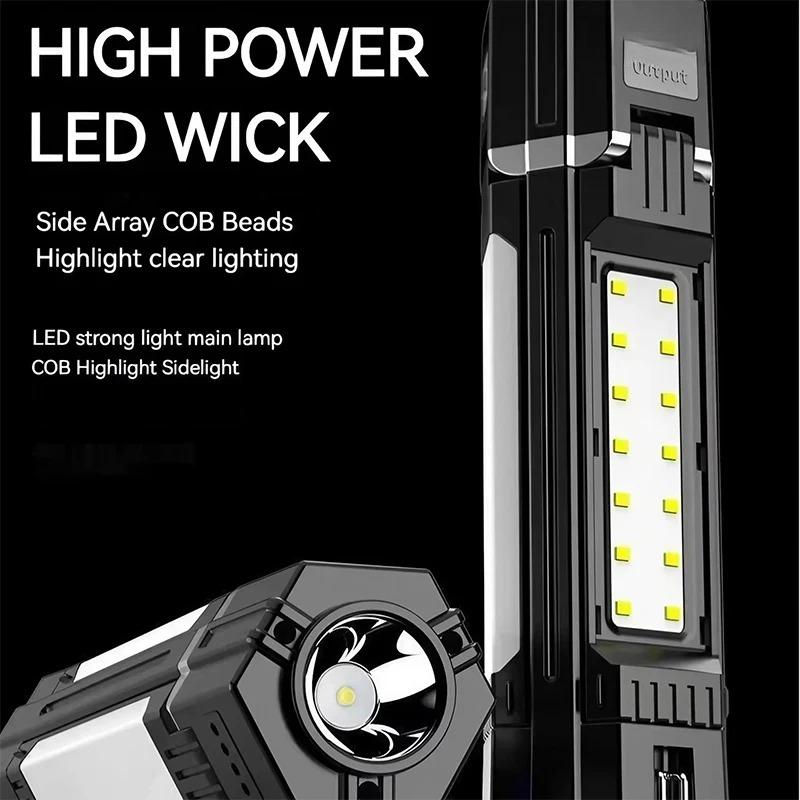 Hight Brightness Rechargeable Outdoor Camping Light Tent Lamp Portable Foldable Flashlight Emergency Power Bank Work Floodlight