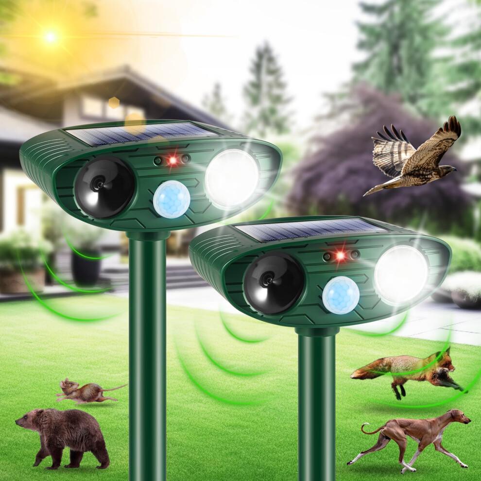 2 Pack Solar Ultrasonic Animal Repeller Outdoor Cat Repellent Deer Repellent Devices for Yard Garden