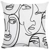 Abstract Face Line Art Cushion Cover Blue White Geometric Peach Skin Throw Pillow Case For Living Room Sofa Home Decor 40X40Cm