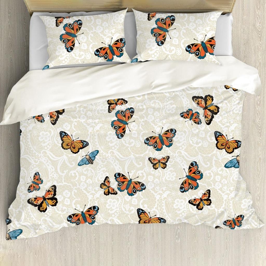 Print on Demand Custom Cartoon Logo Text Winter Bed Sheets Bedding Set Kids Set 3 Pieces Queen Size Bed Sheet Set