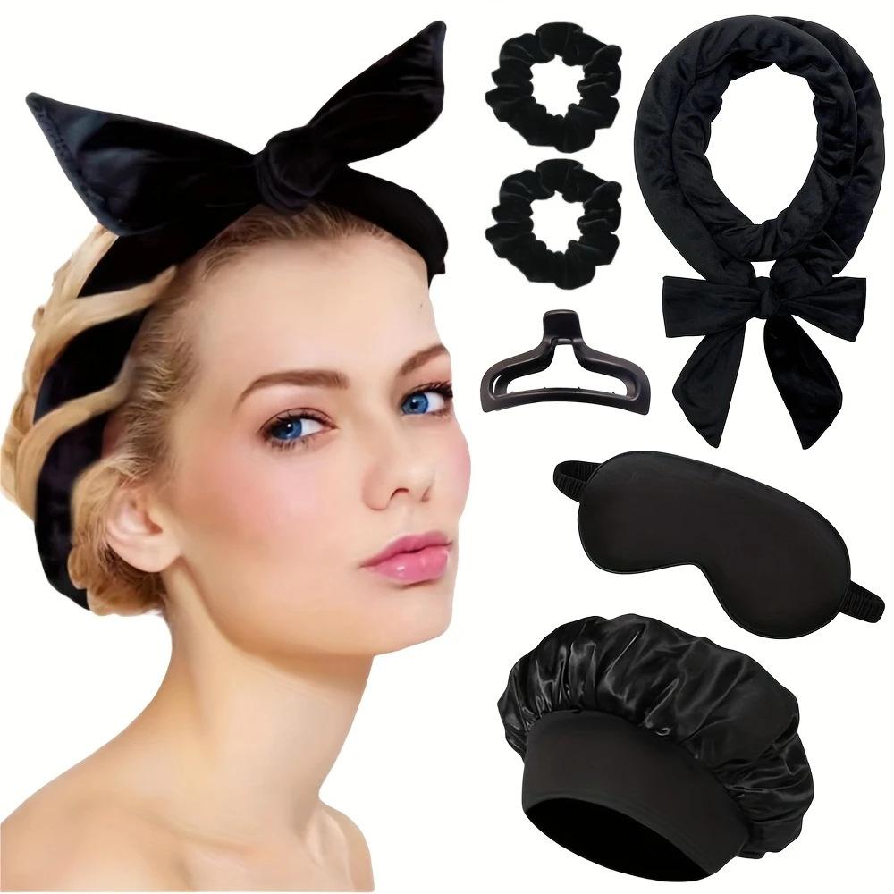 TikTok Hot-Selling Heatless Curling Rod Headband Overnight No-Heat Large Wave Lazy Hair Curler Kit LED Scrunchies Clips