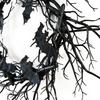Halloween Branch Wreath Artificial Black Twig Wreath Decoration Halloween Party Gothic Branch Props For Wall Window Porch Tree
