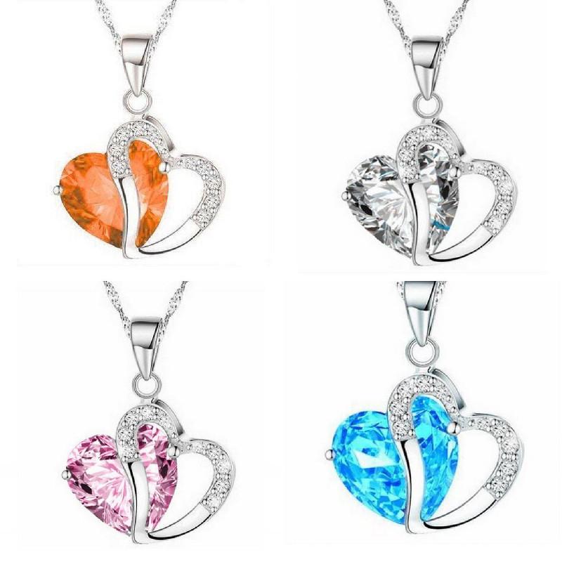 Elegant Heart-shaped Zircon Crystal Necklace Collarbone Chain For Women Employee Gifts Wedding Celebration