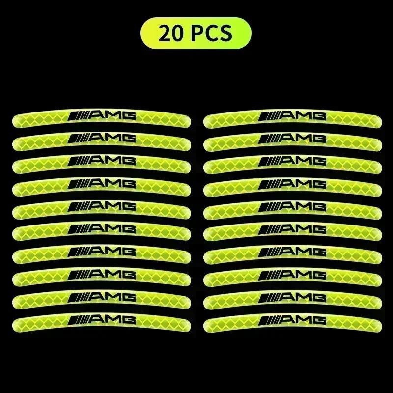 Luminous Car Wheel Hub Stickers High Reflective Stripe Tape for Mercedes Benz W203 W204 W205 W206 W212 W213 W222 W223 E300 C200 DQRST1