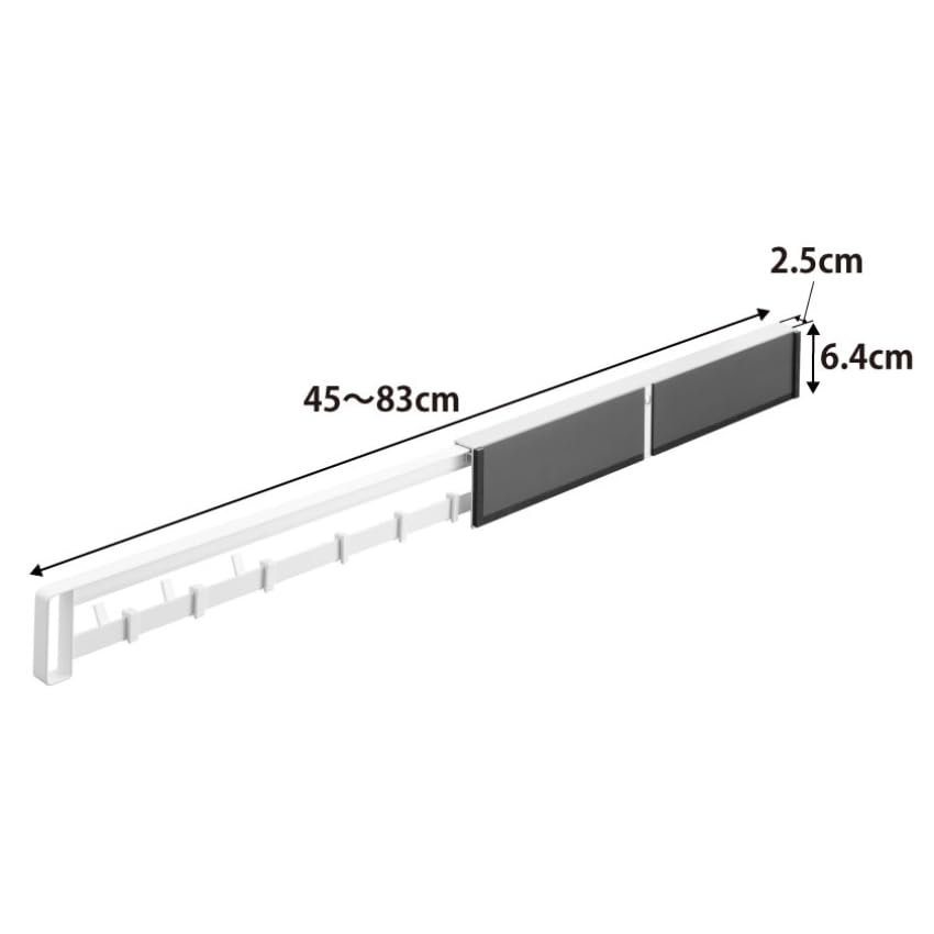Yamazaki Jitsugyo Магнитный крючок для холодильника, боковой, выдвижной, белый x Г45 83 x Tower, скрытое хранение, подвесное хранение, крючок для инструментов, крючок-планка 1861 Корпус