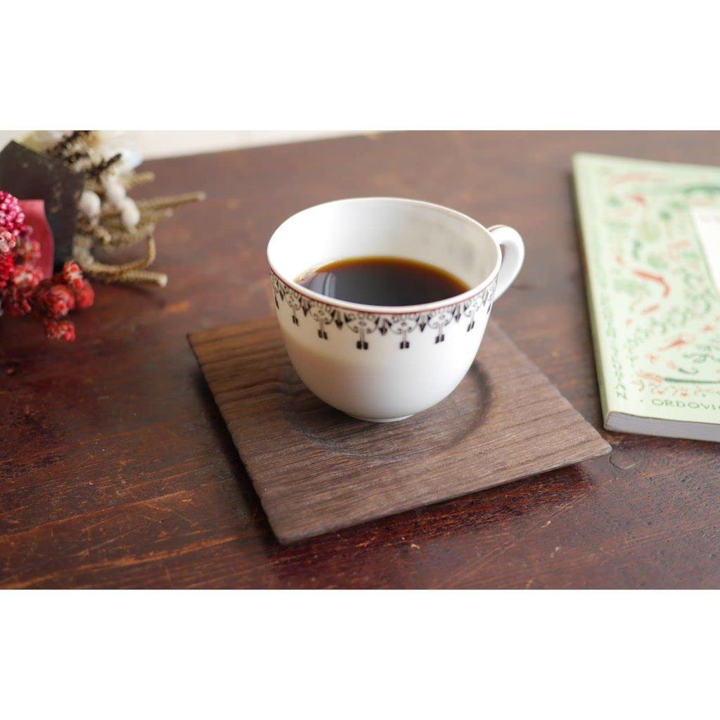 Square coaster, plain, made in Japan from burnt paulownia wood by Kanazawa Paulownia Crafts, Iwamoto Kiyoshi Shoten