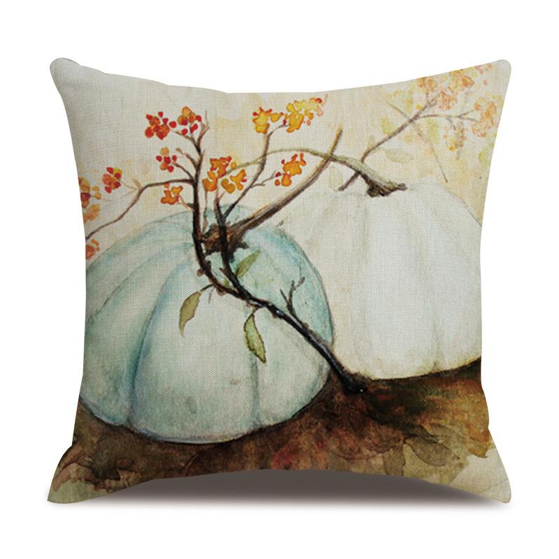 Подушка из льна на День благодарения, осенняя наволочка с принтом тыквы