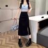 Весна 2024 Юбка миди с завышенной талией в корейском стиле с разрезом для женщин