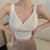 Короткие вязаные майки, женский жилет-слинг, однотонная верхняя одежда, универсальные укороченные топы