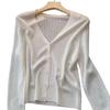 Sun Knit Cardigan for Women Long Sleeve V-Neck Button Up Thin Ice