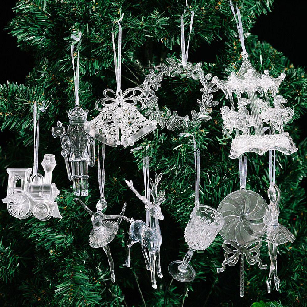 Transparent Acrylic Christmas Tree Ornaments Carousel Ballet Girl Pendants  New Year