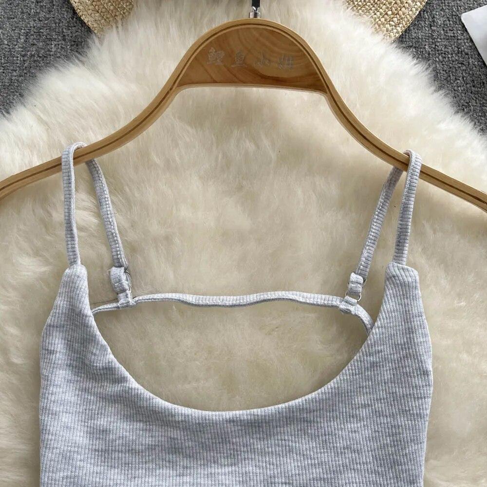 Летняя сексуальная майка с открытой спиной, женский тонкий пляжный топ на бретельках 2024, уличная одежда без рукавов, чувственная майка на бретелях в Корейском стиле