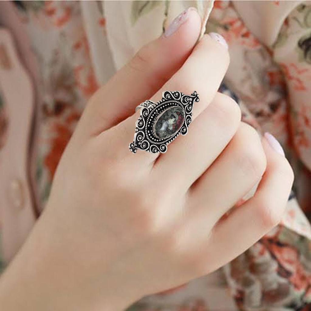 Ruby Zoisite Gemstone Handmade Silver Jewelry "9"