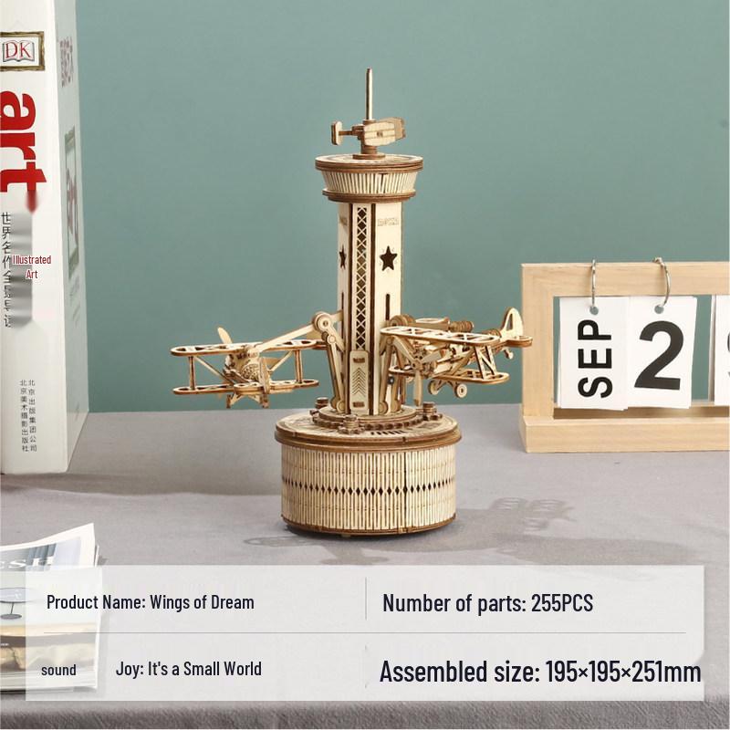 Вращающаяся деревянная карусель музыкальная шкатулка - подарок ручной работы