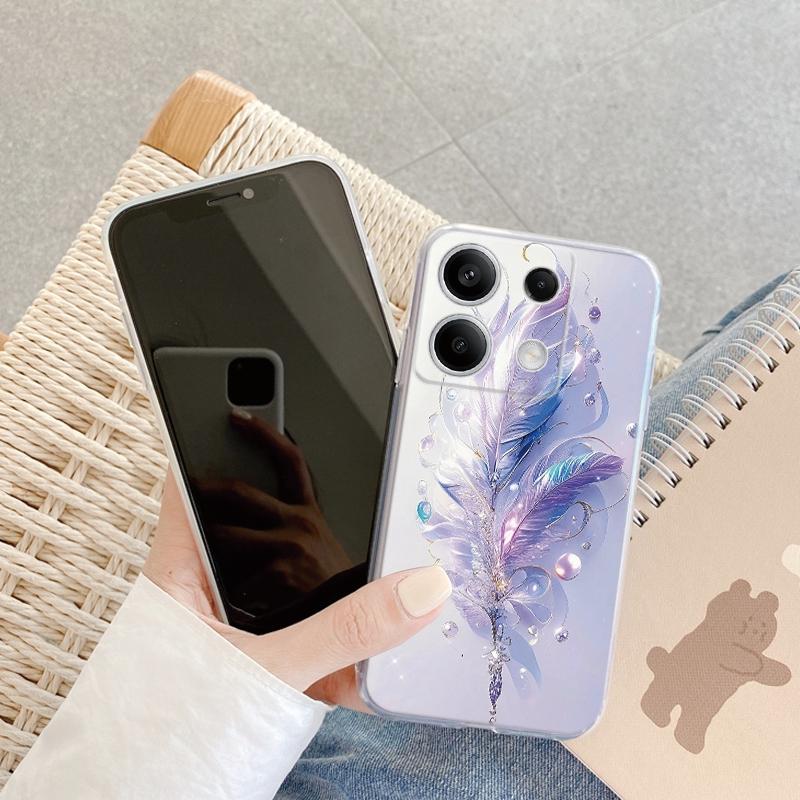 Чехол-бабочка с цветком для iPhone Samsung A55 M34 S24 Xiaomi Redmi 13 Pro 14C Huawei Honor, противоударный бампер для телефона TPU, устойчивый к царапинам, прозрачная задняя крышка