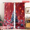 2pcs 2D Flat Printing Merry Christmas Window Drapes Festive Christmas Tree Fabric Without Electricity Festive Wall Decor Use for
