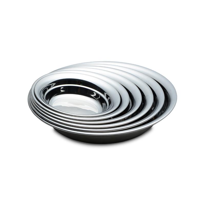 304 Stainless Steel Plate Thickened Deep Round Basin Vegetable Dish Deep Soup Basin Endoscopic Surface Outside Matte 06 Thick