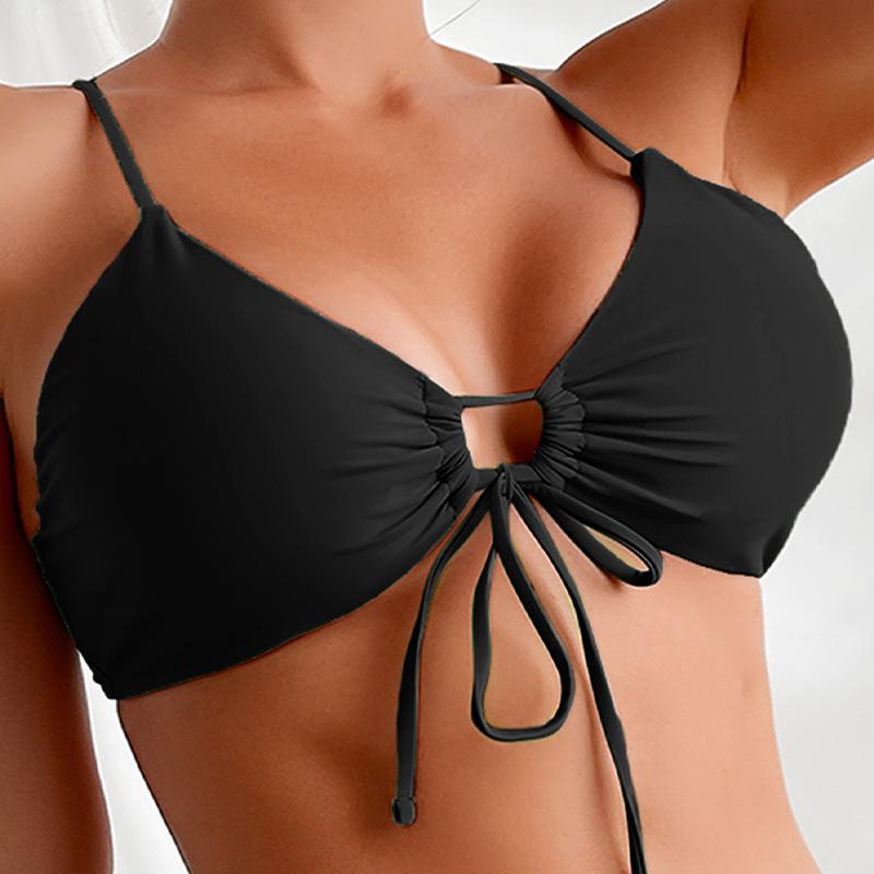 Однотонный комплект бикини, купальник с высокой талией, женский купальник с эффектом пуш-ап, купальный костюм, женский купальный костюм из двух предметов