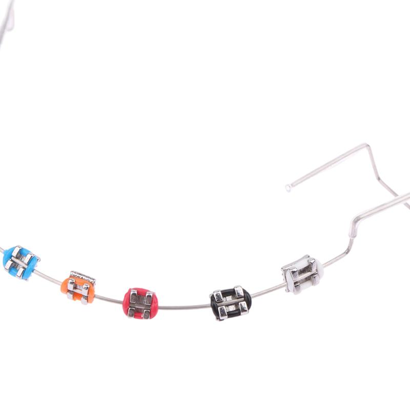 1 пара временных украшений для зубов с металлической проволокой, цветные металлические скобки и ортодонтические лигатуры, стоматологические украшения