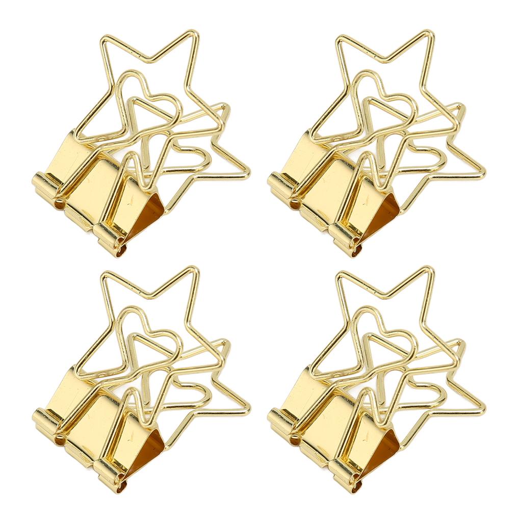 100 Pcs  Clips Star Shape Paper Clamps Hollow Long Tail Stationery Clip for School Office Gold