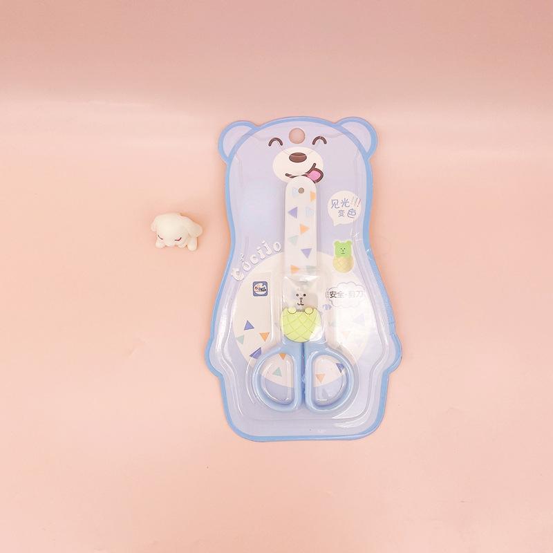 Милые ножницы с героями мультфильмов, корейские креативные безопасные ножницы с защитным чехлом для резки ножниц для бумаги, студенческие канцелярские ножницы