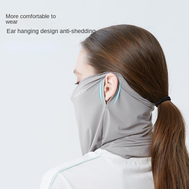 Летняя солнцезащитная маска для ушей для женщин, езда на велосипеде и вождение на открытом воздухе, прохладное ощущение ледяного шелка, защита от ультрафиолета, защита лица и шеи