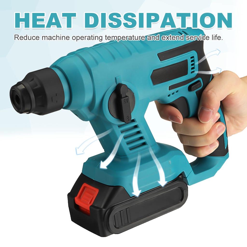 Многофункциональный беспроводной электрический перфоратор 7500 мАч Ударная дрель Электроинструмент для аккумулятора со светодиодной подсветкой 21 В