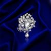 Exquisite High -End Atmosphere Silver Drop Flower Brooch Scarf Buckle Corsage Rhinestone Flower Pendant Brooch