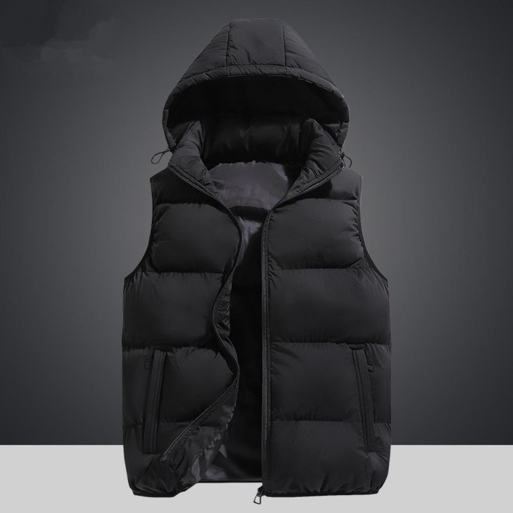 Мужская осенняя утепленная хлопковая безрукавка, жилет, куртка, пальто, мужская зимняя теплая съемная шапка, верхняя одежда, жилет, жилет с капюшоном, куртка мужская