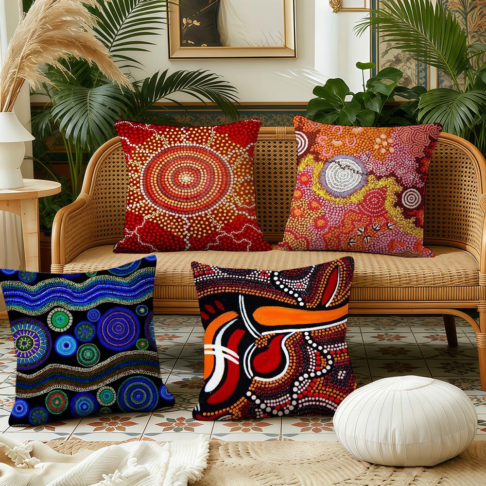 cushion cover Plush Fabric Soft Double Sided AAboriginal Print Art Sofa Cushion Cover Throw Pillow Creative AAustralian Covers