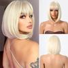 Blonde Short Bob Wig with Bangs Platinum Synthetic Hair Wigs Cosplay Party Lolita Fake Hair for Women Daily Wig High Temperature