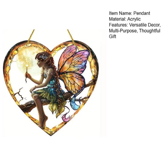 Сказочное подвесное украшение в виде сердца, настенный кулон из акрилового витражного стекла, подвеска для домашнего садового декора