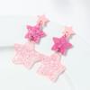 New Glitter Love Heart Acrylic Splicing Earrings Women Sweet Statement Peach Drop Earring Romantic Jewelry Valentine's Day Gifts