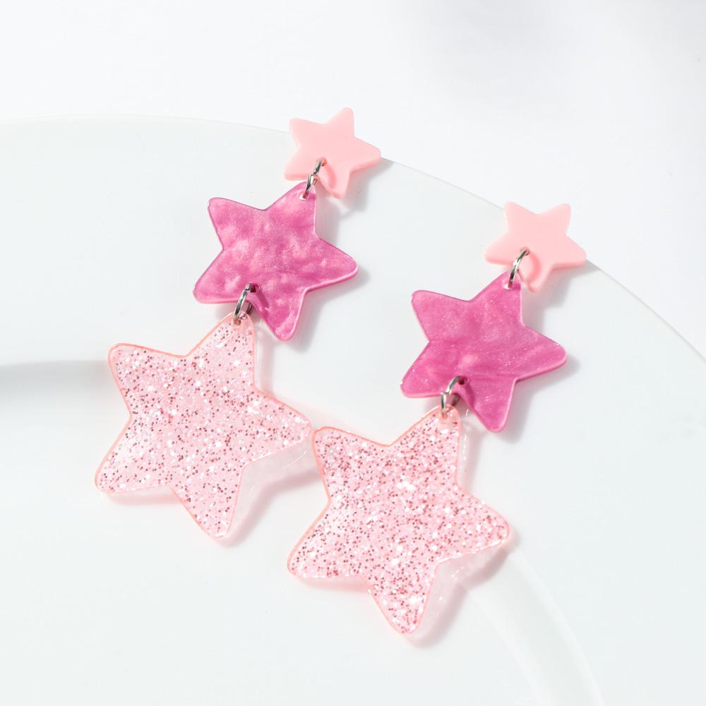 New Glitter Love Heart Acrylic Splicing Earrings Women Sweet Statement Peach Drop Earring Romantic Jewelry Valentine's Day Gifts