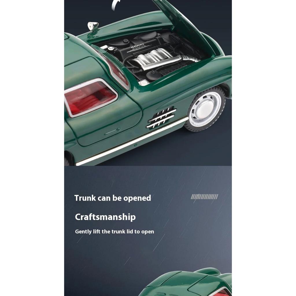 1/32 Scale Benz 300SL Classic Car Alloy Car Diecast Model Sound & Light Toy Car Central Control Ornaments Children Toy Gift