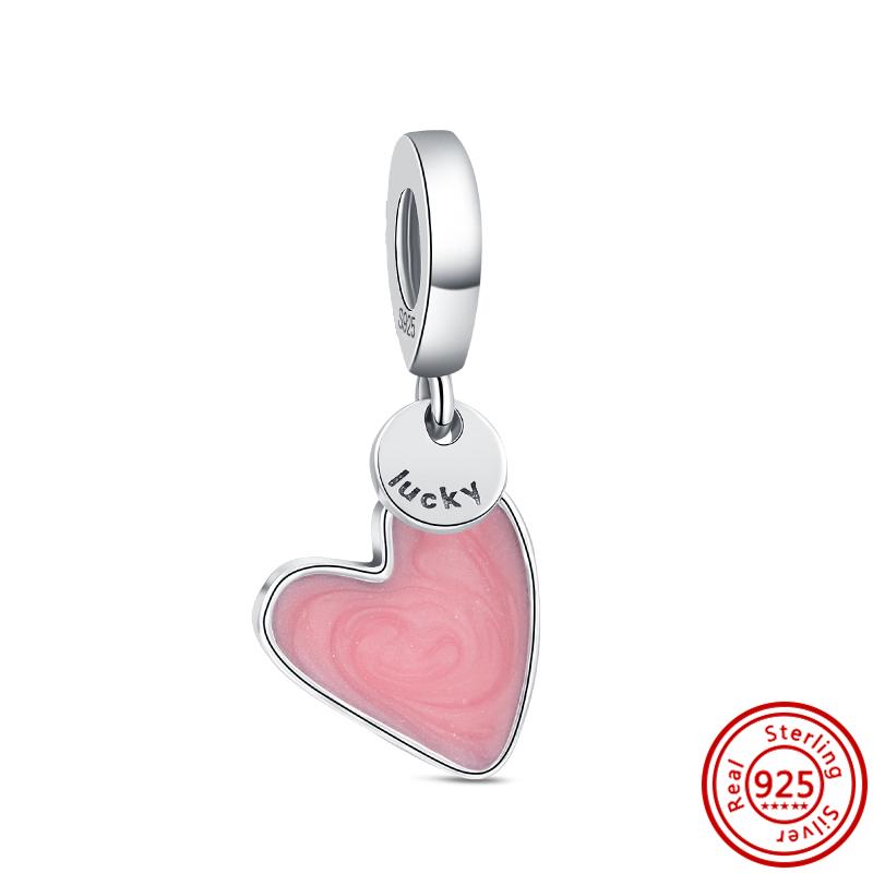 New Fit Original Pantaro Bracelet DIY Zircon 925 Copper Pink Series Beads Sparking Heart Charm Fashion Butterfly Flower Pendent