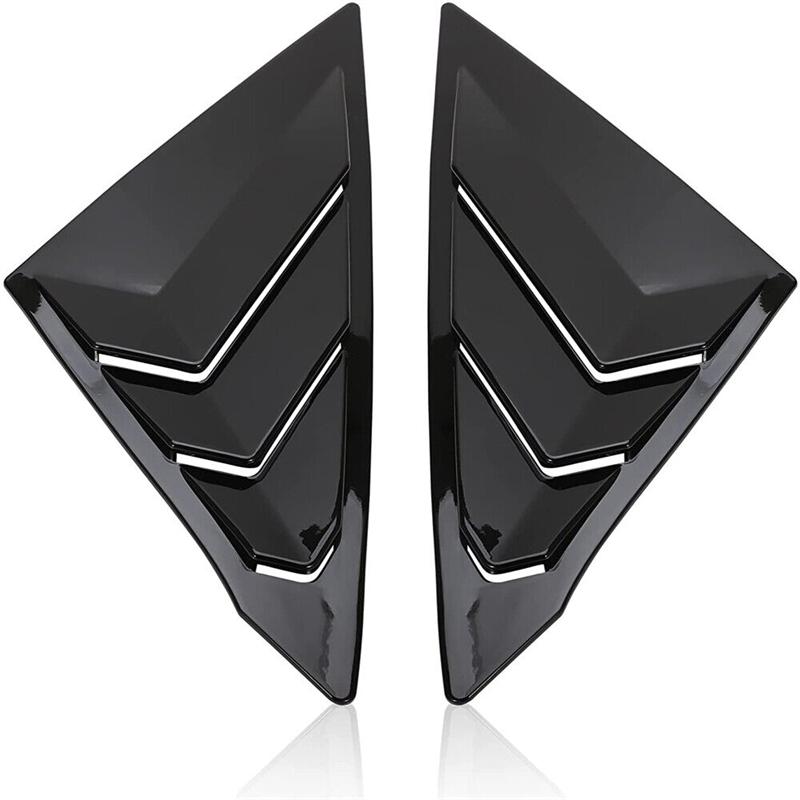 2PCS Side Window Louver Shutter Cover Trim For Honda Civic 11th + Carbon Fiber ABS Black