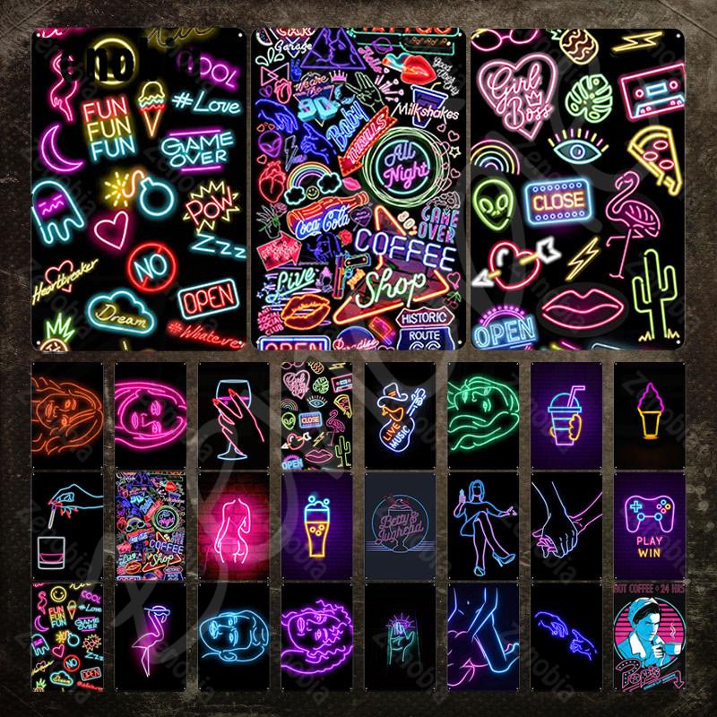 Металлический настенный декор с подсветкой, жестяные вывески, винтажная табличка, портрет с изображением кофе, вина, пива и живой музыки, металлический постер для домашнего декора