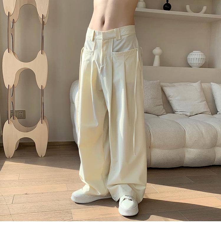 Men's Cool Italian Naples Trousers - Loose, Wide-Leg Design with a Draped Style