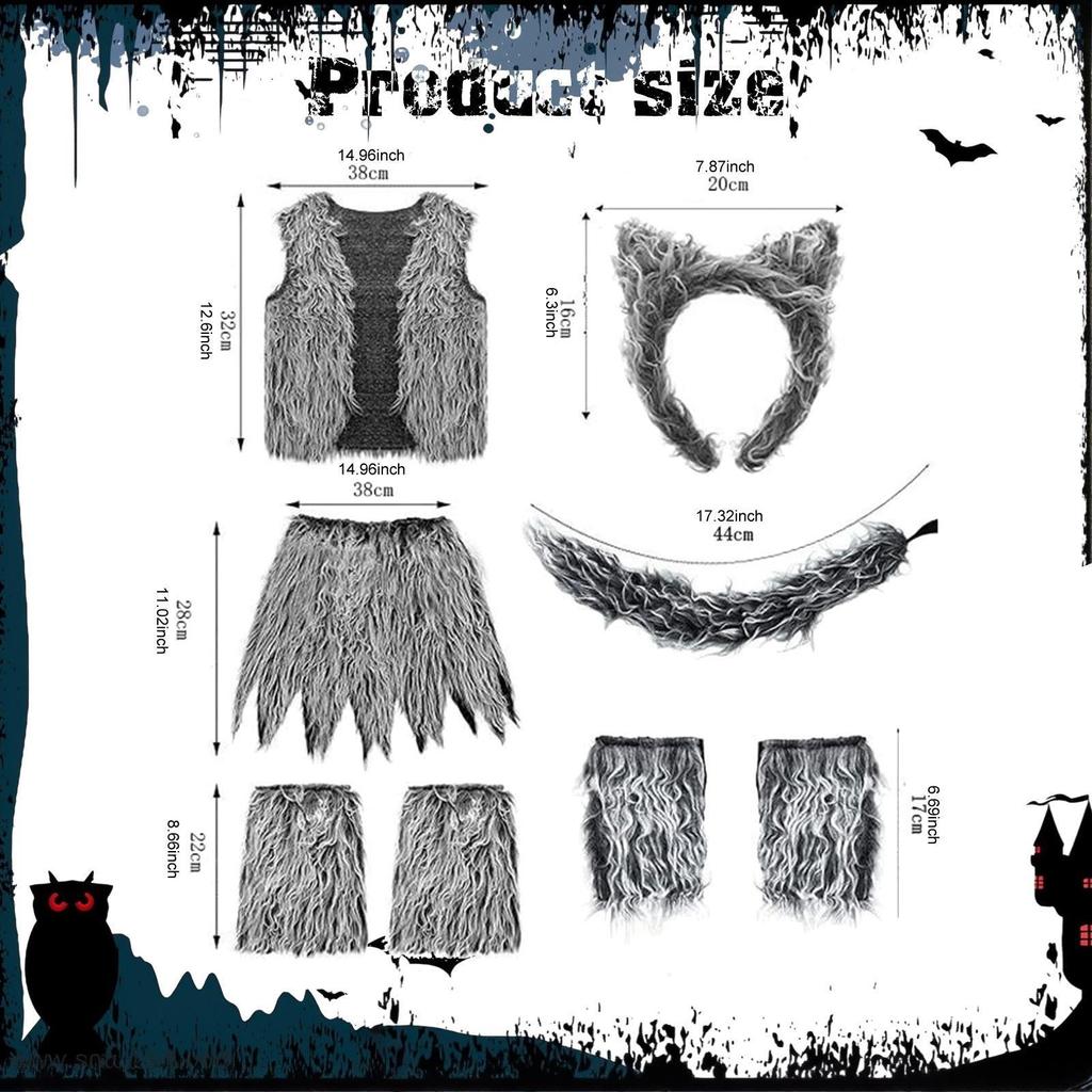 Kids Wolf Costume Set Animal Accessories for Performance Cosplay Party
