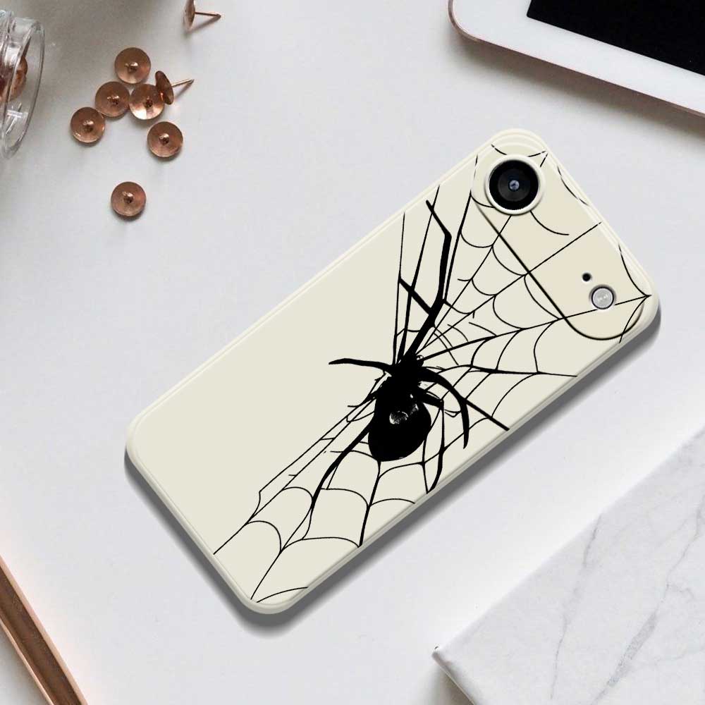 For iPhone 17 Air Case Spider Pattern Printing Straight Edge TPU Phone Back Cover