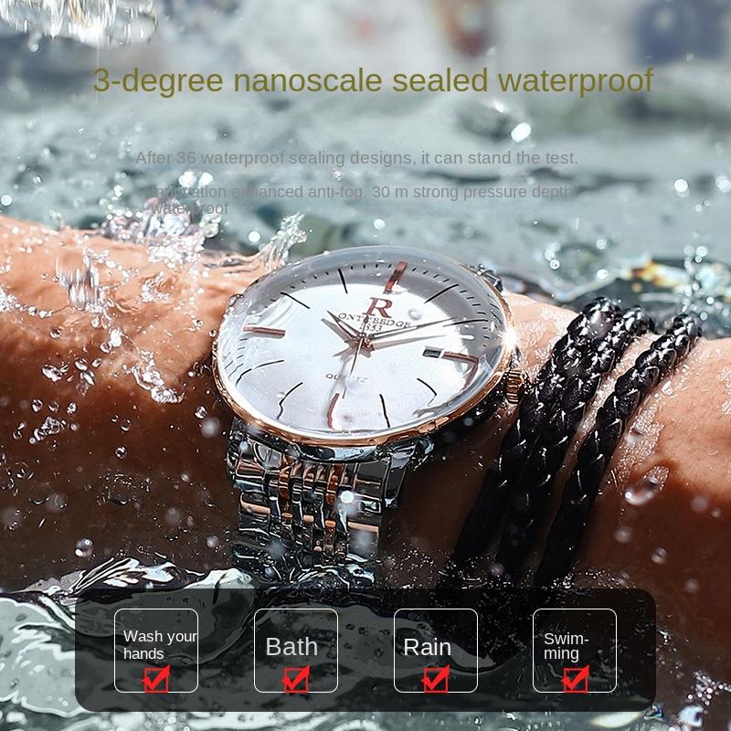 ONTHEEDGE Мужские часы Простые ультратонкие светящиеся водонепроницаемые механические часы