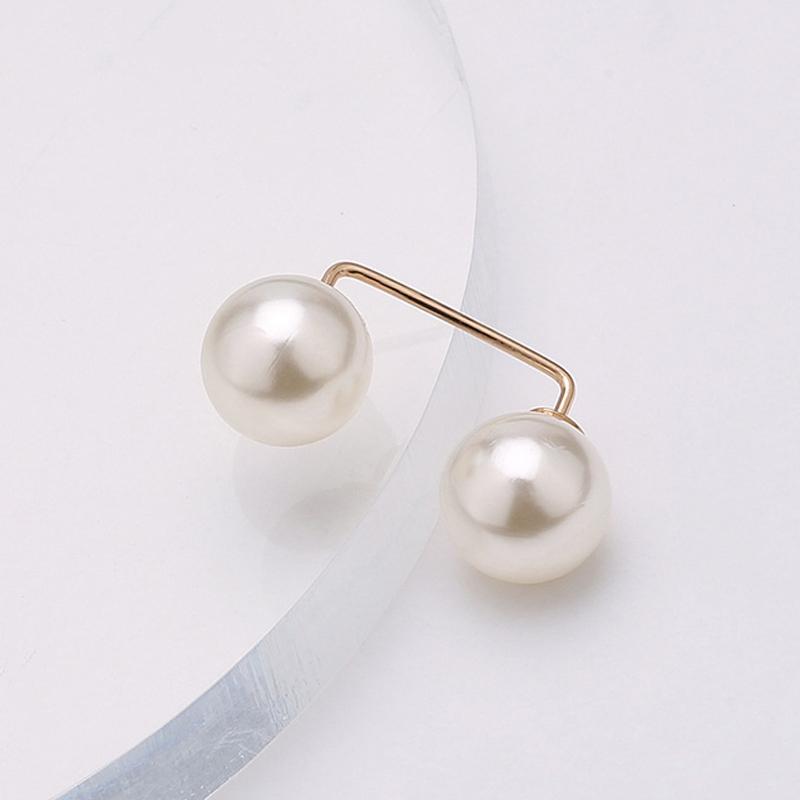 Simple Double Pearl Brooch Anti-glare Buckle Neckline Cardigan Pearl Buckle Pin Fixed Clothes Elegant Brooch Ladies Jewelry