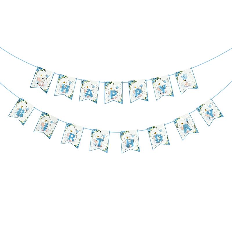 Синий Набор одноразовой посуды «Маленький слоненок» Бумажная тарелка Чашка Салфетка Детская вечеринка на 1-й день рождения Украшение Вечеринка для будущего ребенка